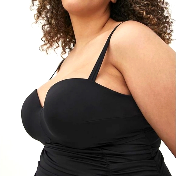 ❤️NWT VINTAGE TORRID RUCHED RETRO MID-LENGTH SWIM DRESS - Large D/DD - Picture 3 of 10